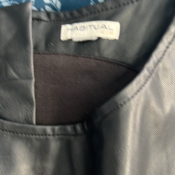 Neiman Marcus,Habitual Black Faux Leather Fit & Flare Banded Waist Dress,Size XS - Picture 8 of 14